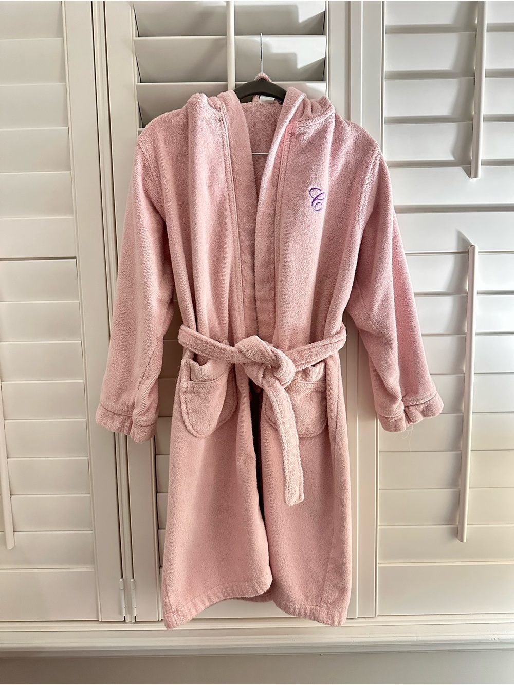 Kids Terry Robe - pink -size L -monogram “C” with